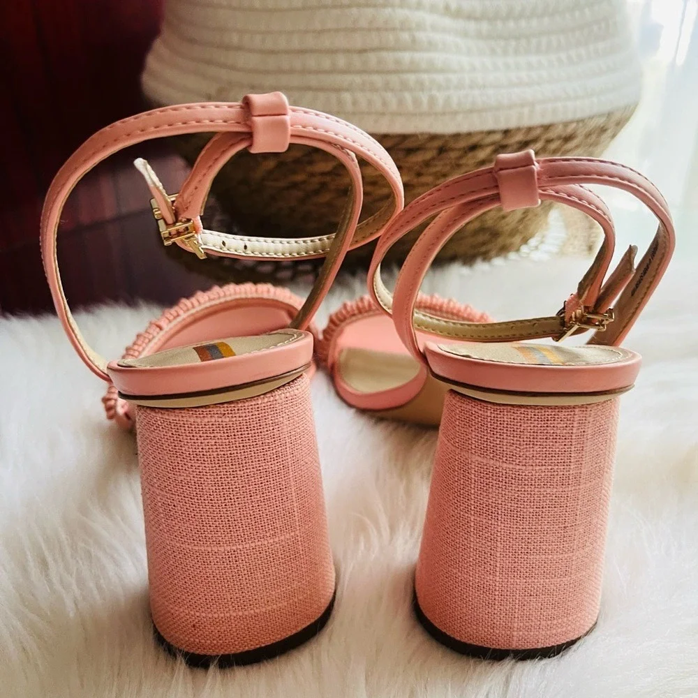 Sam Edelman Kia Block Heel Pink Size 6‎ Sandals Square Toe Ankle Strap - Picture 14 of 16